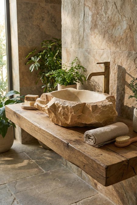 : حوض حجر طبيعي – 43×67 سم